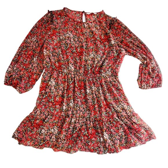 Lauren Conrad Red Floral Long Sleeve Dress Size  PXL Polyester Made In Indonesia - Picture 2 of 11